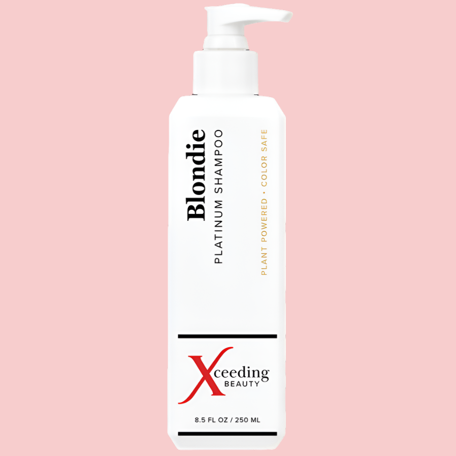 Enhance your blonde with Blondie from Xceeding Beauty! This gentle shampoo neutralizes brassy tones and protects color. Made in the US with natural ingredients.