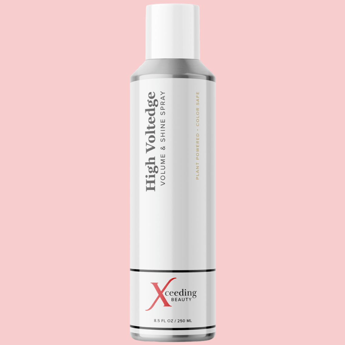 Elevate your hair's brilliance with Xceeding Beauty's High Voltedge Volume & Shine Spray. Achieve weightless volume and a lustrous finish effortlessly.